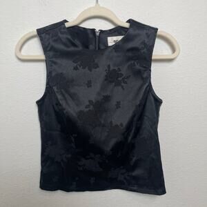 Vintage Heart Soul Black Floral Jacquard Top Made in USA Y2K Sleeveless Medium